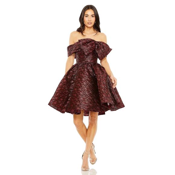 Mac Duggal 68622 Brocade Off Shoulder Bow XMAS PARTY - Picture 2 of 2